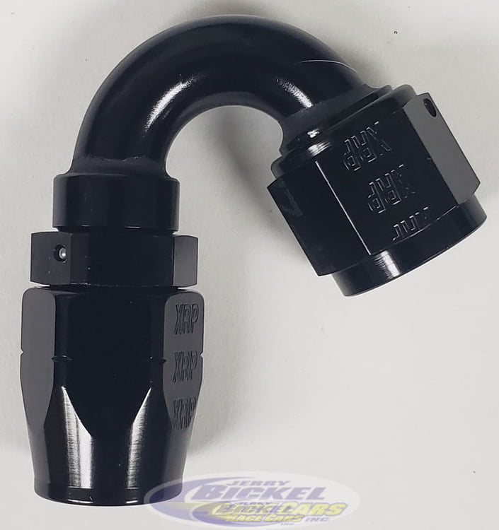 -16 150&ordm; Double Swivel Hose End - Aluminum - Black Anodized